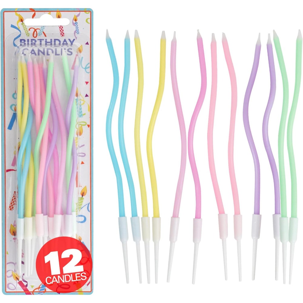 Candle Supply - Regenboogspiraal verjaardagskaarsen set van 12 met