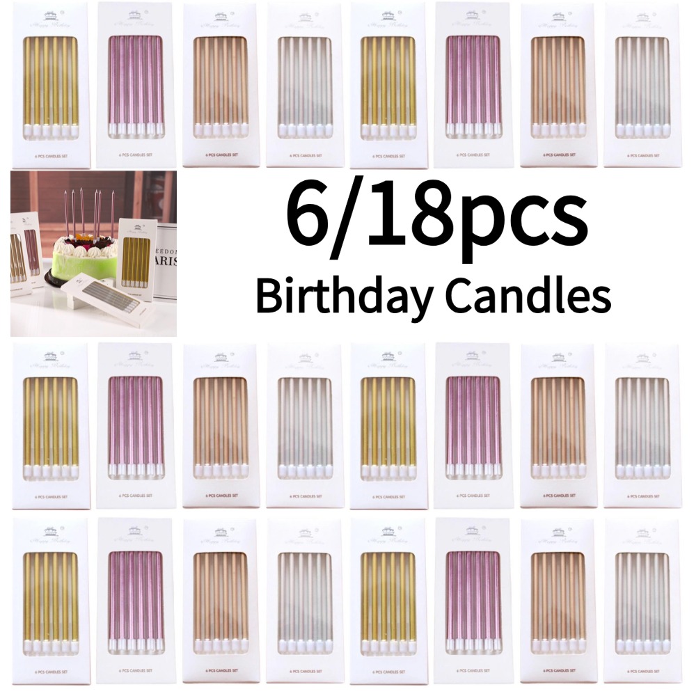 Candle Supply - 6/18 stks Metaal Goud Zilver Verjaardag